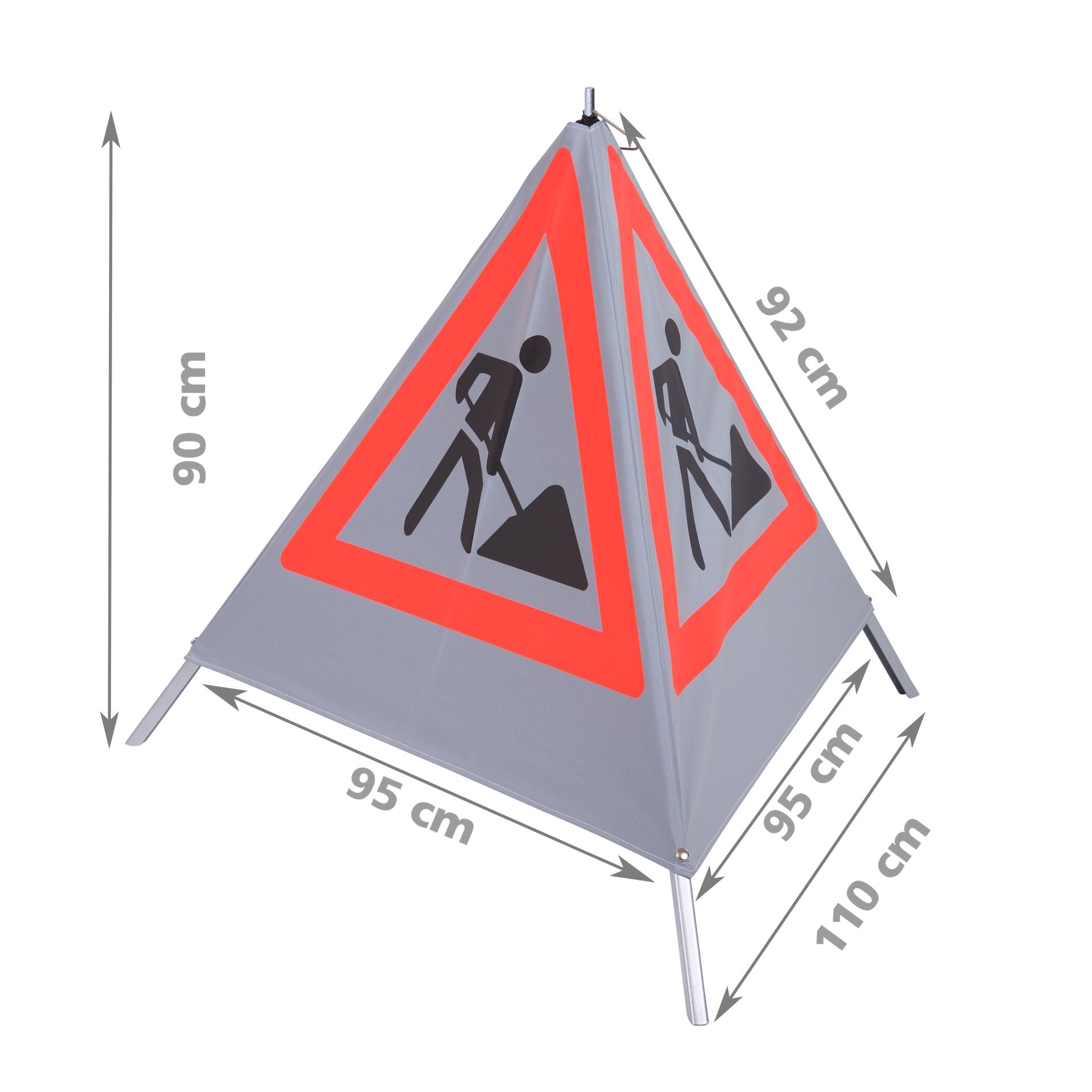 NESTLE Warnpyramide 90 cm, Schaufelmann (VZ123), retroreflektierend, mit Feder NESTLE Warnpyramide 90 cm, Schaufelmann (VZ123), retroreflektierend, mit Feder